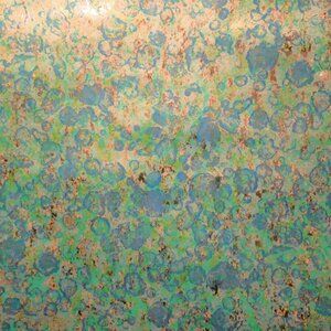 Vintage 1970s Metallic with Blue Green Motif Wallpaper